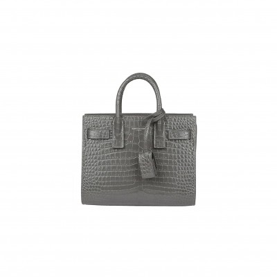 YSL SAC DE JOUR EMBOSSED LEATHER SATCHEL GREY 392035DND1N112 (26*20.5*12.5cm)